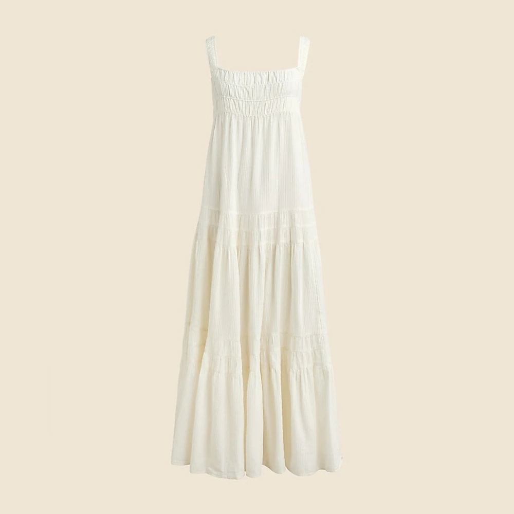 J. Crew Airy Gauze Tiered Maxi Dress Lt. Yellow XS NWOT